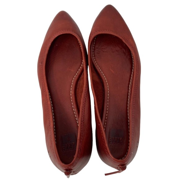Frye Women's Red Leather Flats - Picture 4 of 8